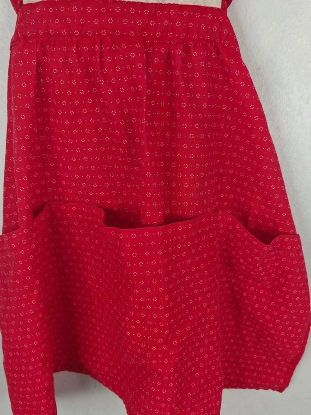 Vintage Gourmet Gallery Christmas Bib Apron Santa Claus Print Cotton Pockets